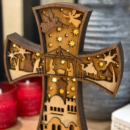 Inlay Wood Christmas Cross