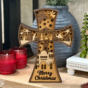 Inlay Wood Christmas Cross