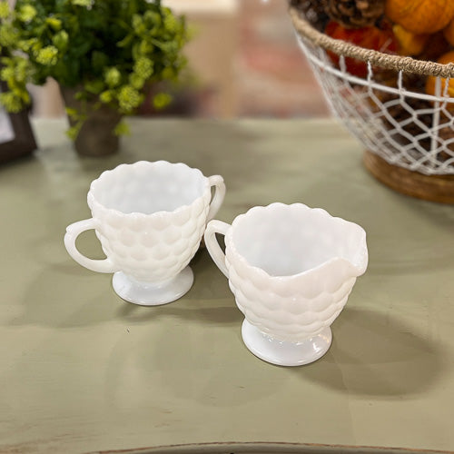 Sugar & Cream Milk Glass Set