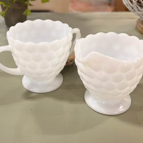 Sugar & Cream Milk Glass Set