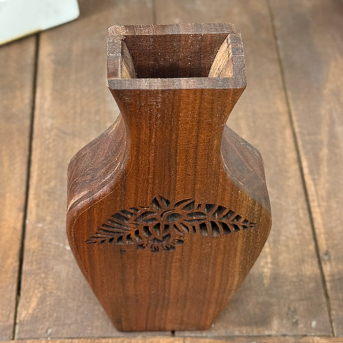 Walnut Laser Carved Vase