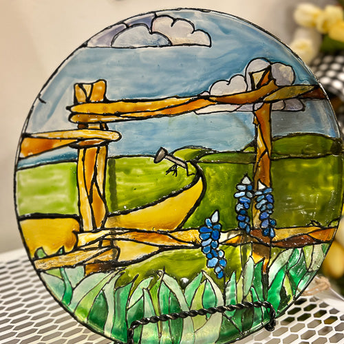 Stained Glass Landscape Dish