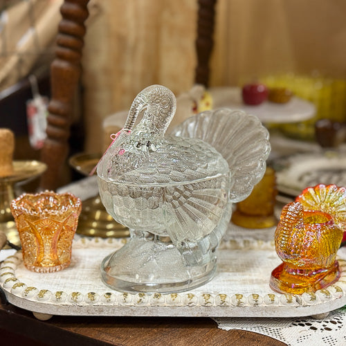 Glass Turkey Candy Dish
