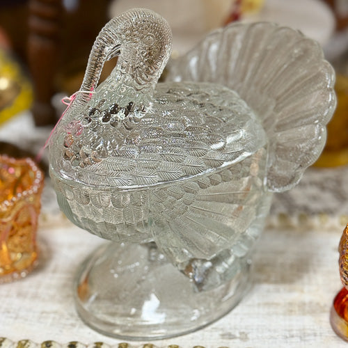 Glass Turkey Candy Dish