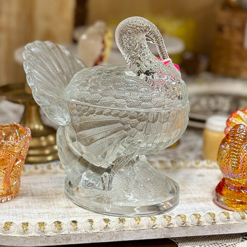 Glass Turkey Candy Dish