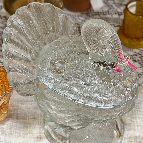 Glass Turkey Candy Dish