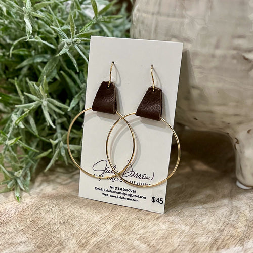 14kt Hoop with Leather Earrings