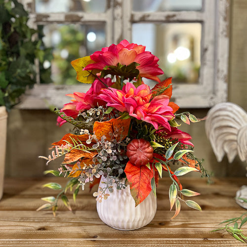 Pink & Orange Pumpkin Arrangement