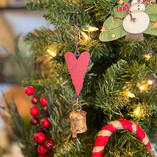 Red Heart With Bell Ornament