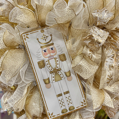 White & Gold Nutcracker Wreath