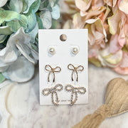 3 Pack Bow Earrings