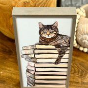 Cat on Books Canvas