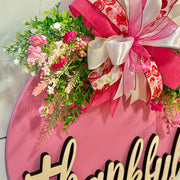 Pink Thankful Door Hanger