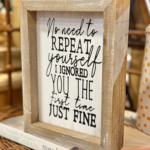 No Need To Repeat Sign