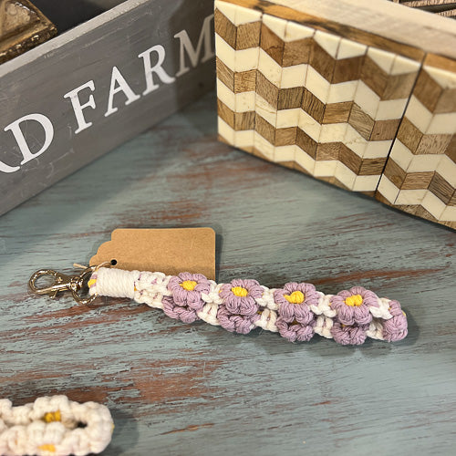 Daisy Braided Wristlet Keychain