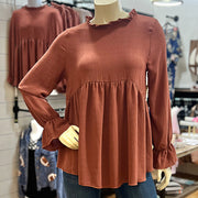 Rust Color Babydoll Blouse