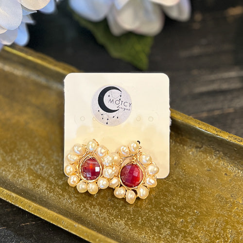 Pearl & Bead Motcy Stud Earring