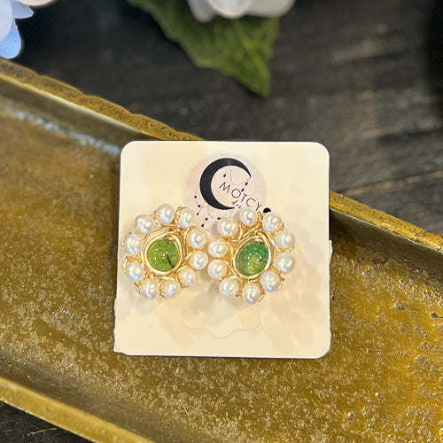 Pearl & Bead Motcy Stud Earring