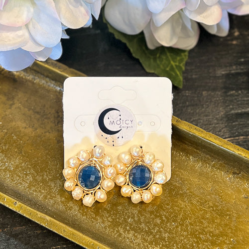 Pearl & Bead Motcy Stud Earring