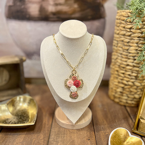 Flower Cross Necklace