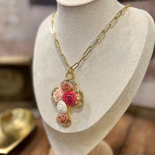 Flower Cross Necklace