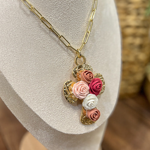 Flower Cross Necklace