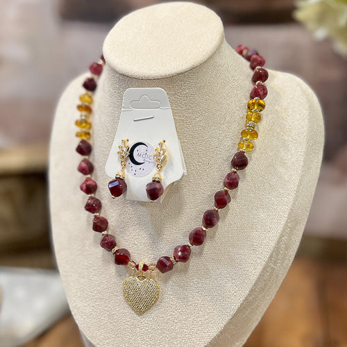 Gemstone Necklace & Earring Set