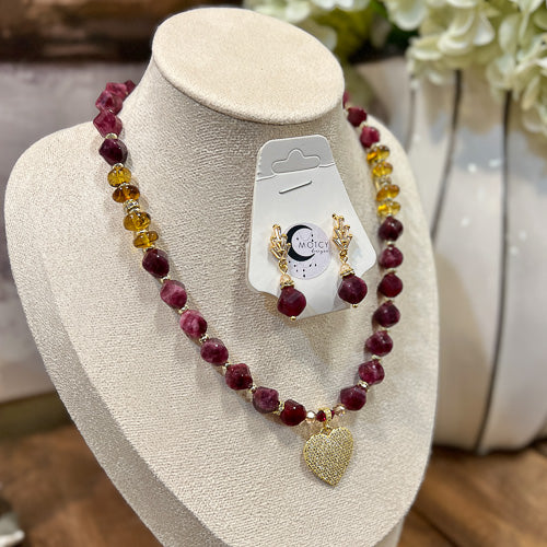 Gemstone Necklace & Earring Set