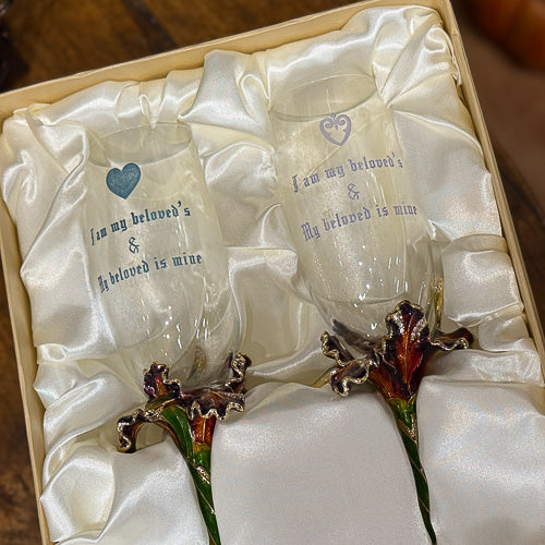 Enamel Flower Champagne Glasses