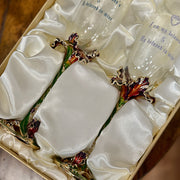 Enamel Flower Champagne Glasses