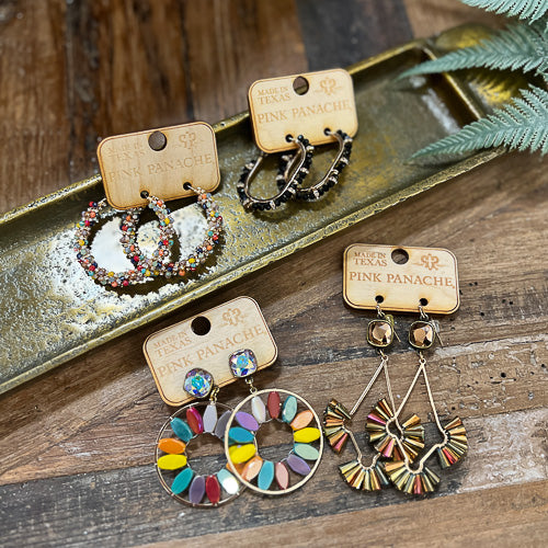 Multi-Stone Hoop Earrings