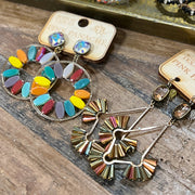 Multi-Stone Hoop Earrings