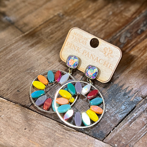 Multi-Stone Hoop Earrings