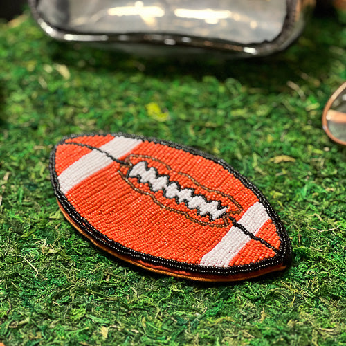 Orange Beaded Football Coin Purse