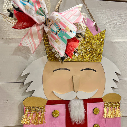 Pink & Gold Nutcracker Door Hanger