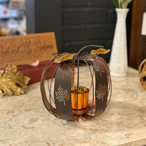 Metal Pumpkin Tealight Holder