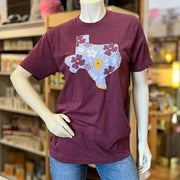 Floral & Maroon Texas Tee Shirt