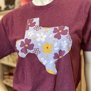 Floral & Maroon Texas Tee Shirt