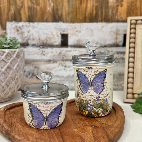 Butterfly Decoupaged Jar