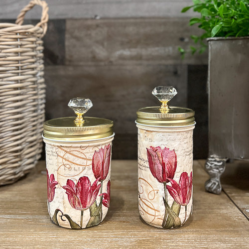 Decoupaged Tulip Jar