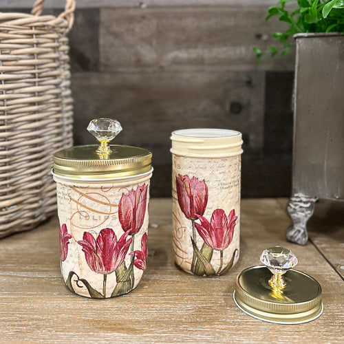 Decoupaged Tulip Jar