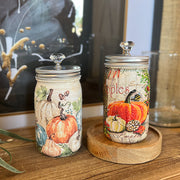 Pumpkins & Apples Decoupaged Jar