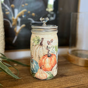 Pumpkins & Apples Decoupaged Jar