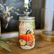 Pumpkins & Apples Decoupaged Jar