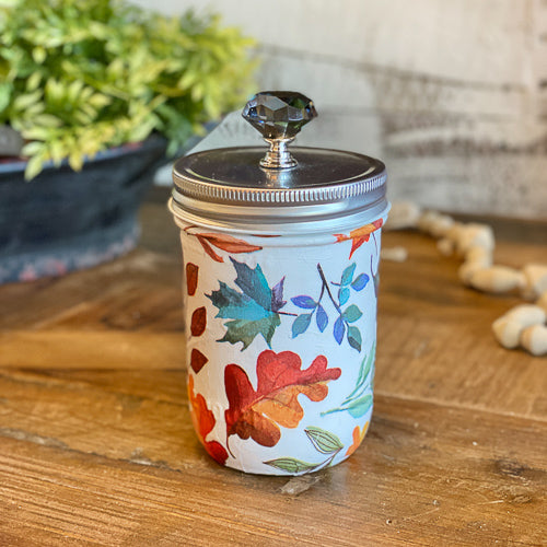 Fall Colors Decoupaged Jar