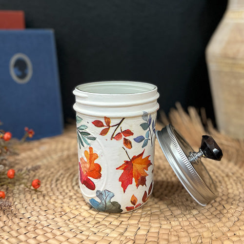 Fall Colors Decoupaged Jar