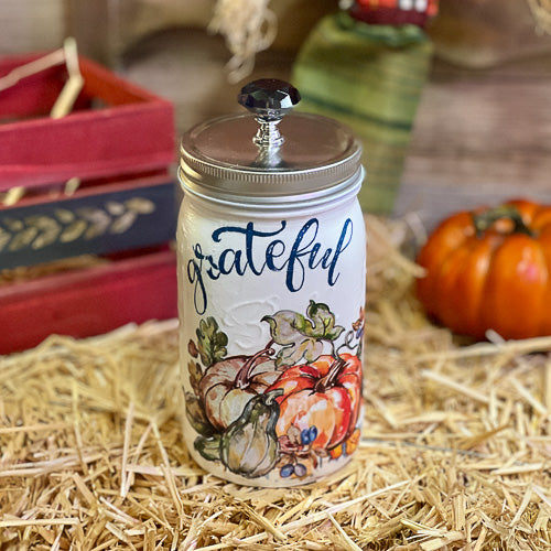 Grateful Decoupaged Jar