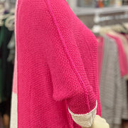 Pink Colorblock Casual Sweater
