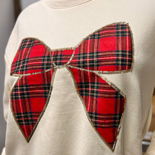 Small Red Plaid Bow Sweatshirt