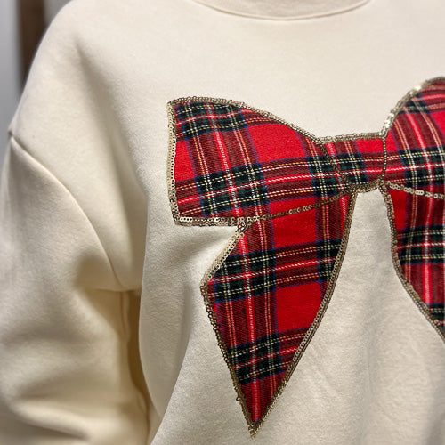 Small Red Plaid Bow Sweatshirt